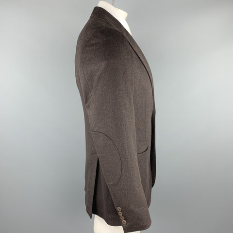 JOSEPH ABBOUD Size 40 Brown Textured Cashmere Notch Lapel Sport Coat