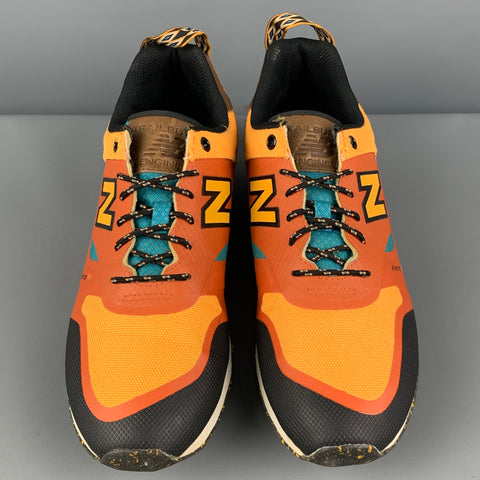 NEW BALANCE Size 10.5 Orange Brown Mixed Fabrics Low Top Sneakers