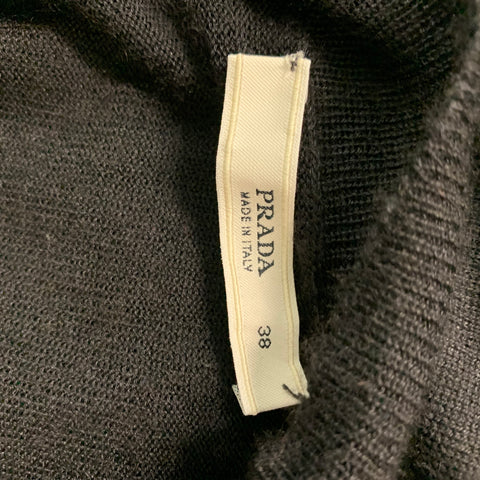 PRADA Size 2 Black Solid V-Neck Pullover