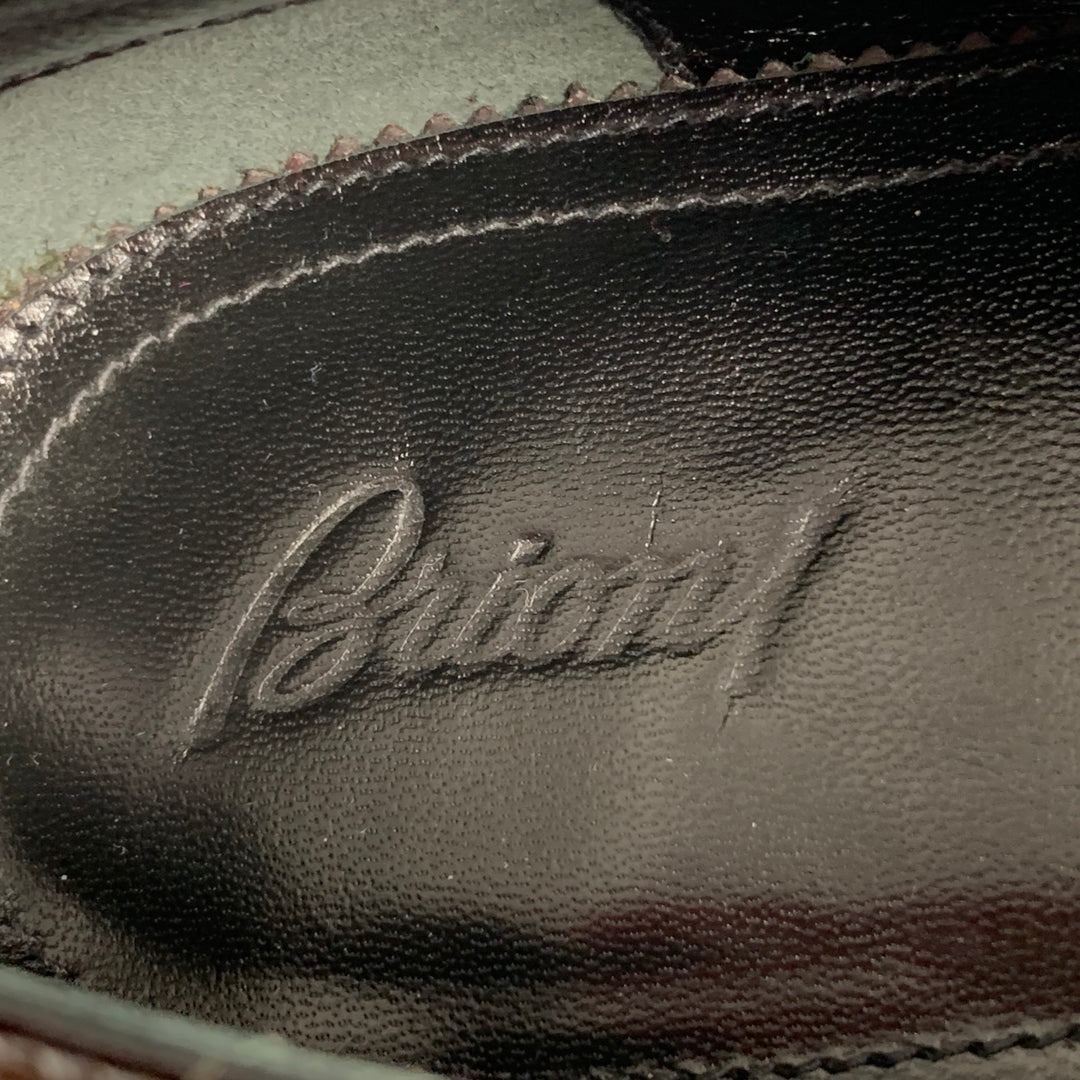 BRIONI Size 9 Black Patent Leather Lace Up Shoes