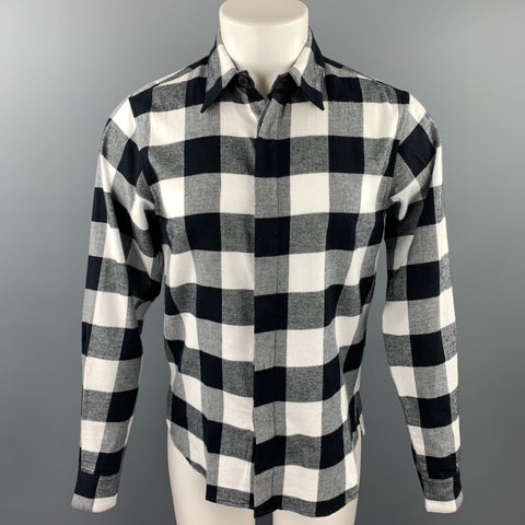 EN NOIR Size S Black & White Buffalo Plaid Cotton Long Sleeve Shirt
