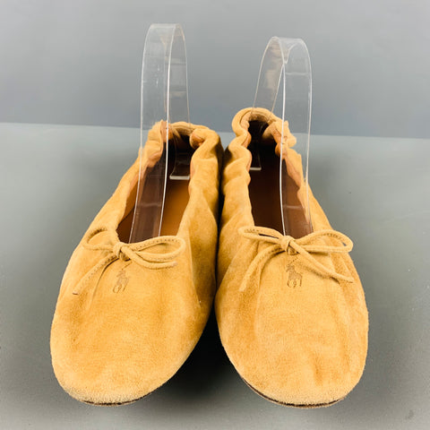 POLO by RALPH LAUREN Size 11 Camel Suede Bow Flats