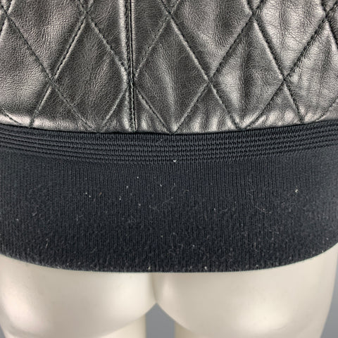 NEIL BARRETT Size S Black White Quilted Leather Zip Up Jacket