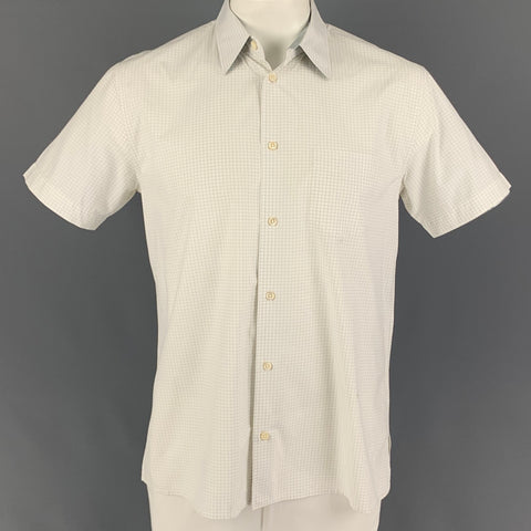 MARC JACOBS Size M White Window Pane Cotton Button Up Short Sleeve Shirt