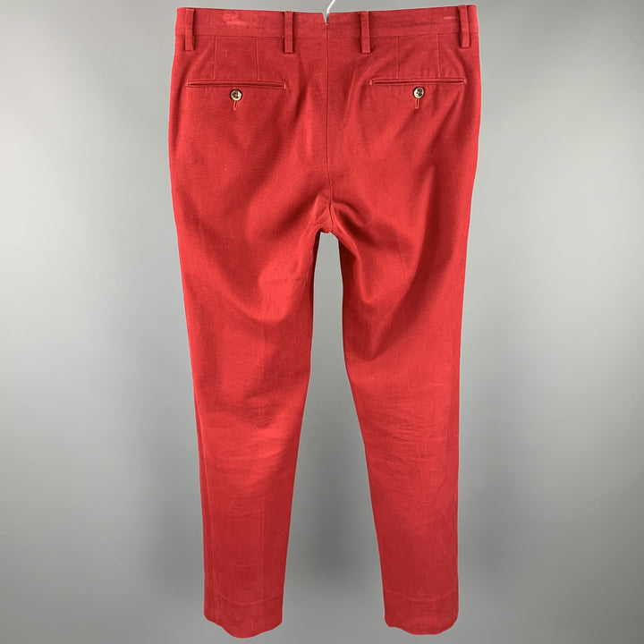 PT01 Size 30 Red Cotton Zip Up Casual Pants