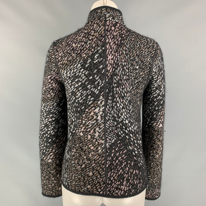 MISSONI Size 4 Charcoal & Silver Knitted Wool Blend Jacket