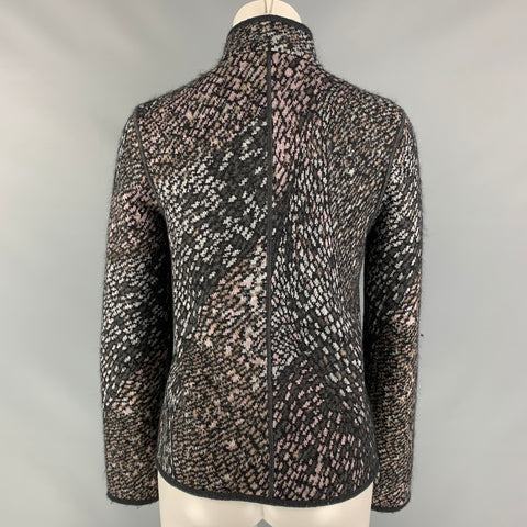 MISSONI Size 4 Charcoal & Silver Knitted Wool Blend Jacket