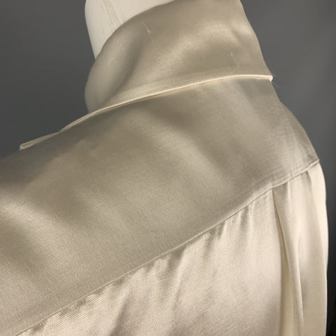 CHANEL Size 4 Cream Satin Double Breasted Military Blouse