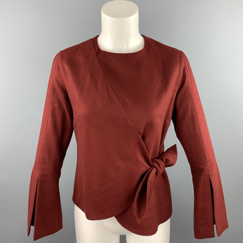 EUDON CHOI Taille 4 Pull cravate en laine vierge bordeaux