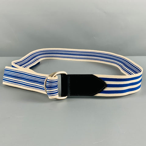 DRIES VAN NOTEN Blue White Stripe Leather Ribbon Belt