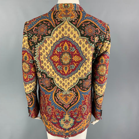 ETRO Taille 8 Blazer veste à revers tissé multicolore