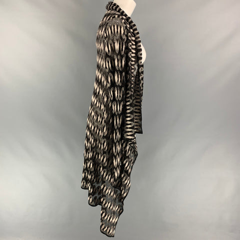 MISSONI Size 6 Black & Silver Knitted Viscose Blend Open Front Coat