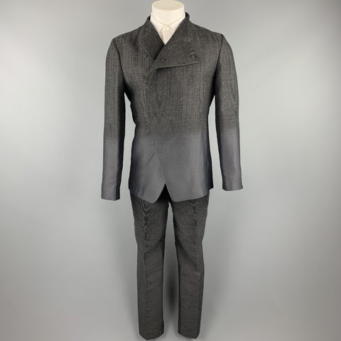 EMPORIO ARMANI Size 38 Charcoal Ombre Polyester Blend Asymmetrical Suit