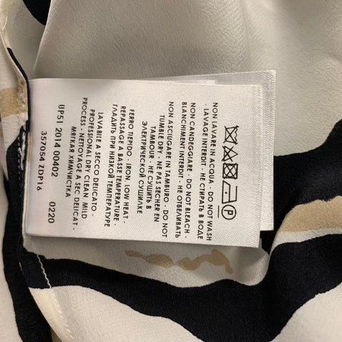 GUCCI Size 4 Beige Black & White Silk Print Hidden Placket Blouse
