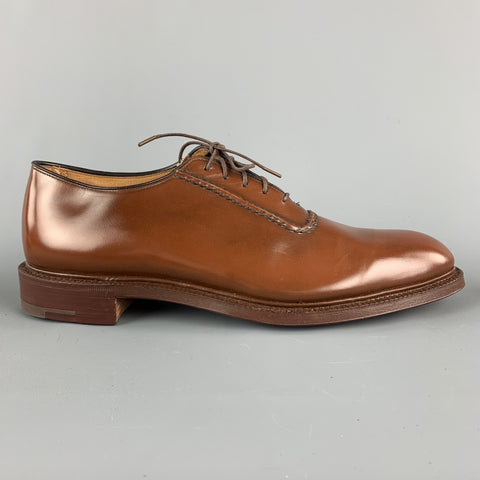 CHURCH'S Size US 11 / UK 10 B Tan Leather Contrast Stitch Leather Lace Up Shoes