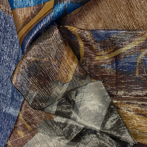 GIANFRANCO FERRE Blue & Gold Tan Scarf