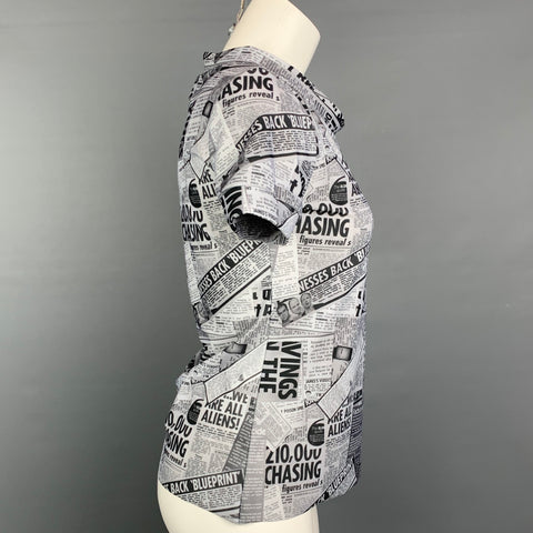 NACO PARIS Taille S T-Shirt Jersey Imprimé Gris &amp; Noir