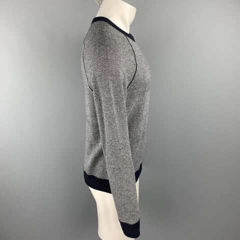 VINCE Talla S Jersey gris jaspeado de lana/cachemira con cuello redondo