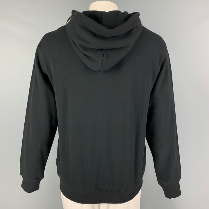 YOHJI YAMAMOTO x NEW ERA Size L Black White Graphic Cotton Hoodie Sweatshirt