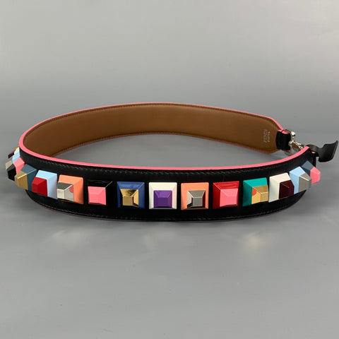 FENDI Multi-Color Studded Leather Handbag Strap