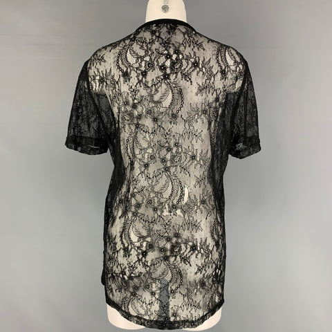 GIVENCHY Fall 2014 Size S Black White Favelas 74 Lace Crew-Neck T-Shirt