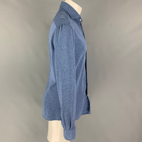 BRUNELLO CUCINELLI Size S Blue Cotton Button Up Long Sleeve Shirt