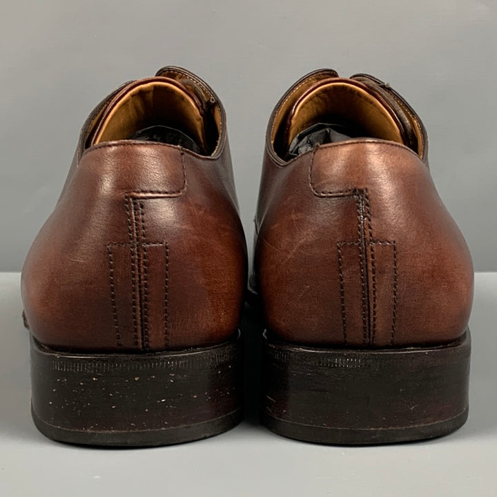 SALVATORE FERRAGAMO Size 9.5 Brown Perforated Cap Toe Lace Up Shoes