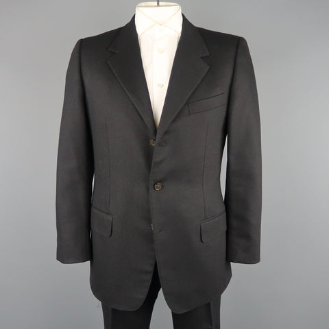 YVES SAINT LAURENT Rive Gauche 42 Regular Black Wool Felt Notch Lapel Suit
