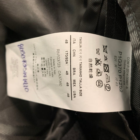 EMPORIO ARMANI Size 38 Charcoal Grey Wool Notch Lapel Sport Coat