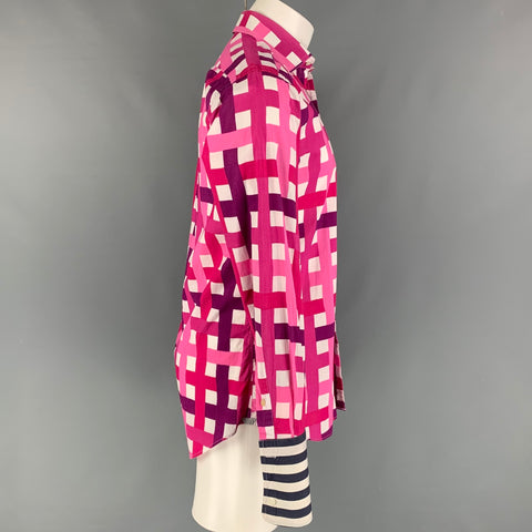 PAUL SMITH Size S White & Pink Plaid Cotton French Cuff Long Sleeve Shirt