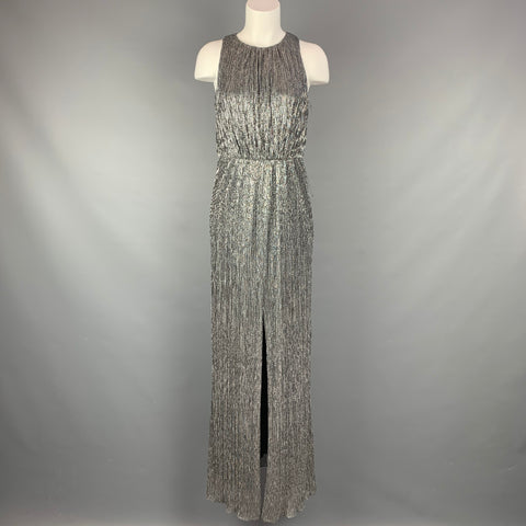HALSTON HERITAGE Taille 6 Robe de cocktail en mélange de polyester argenté et noir