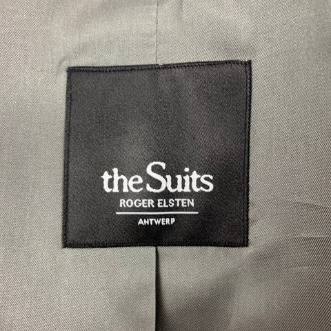 ROGER ELSTEN Size 42 Grey Black Wool Polyester Shawl Collar Suit