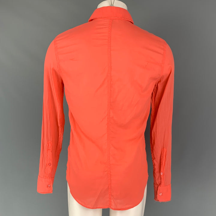 J. LINDEBERG Size S Orange Pleated Cotton Button Up Long Sleeve Shirt