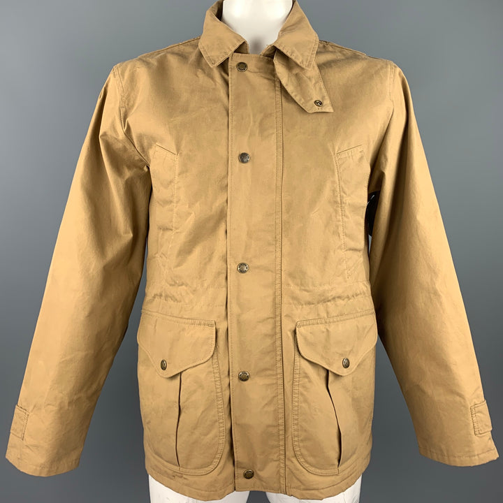 FILSON Size M Tan Cotton Zip & Snaps Patch Pockets Jacket