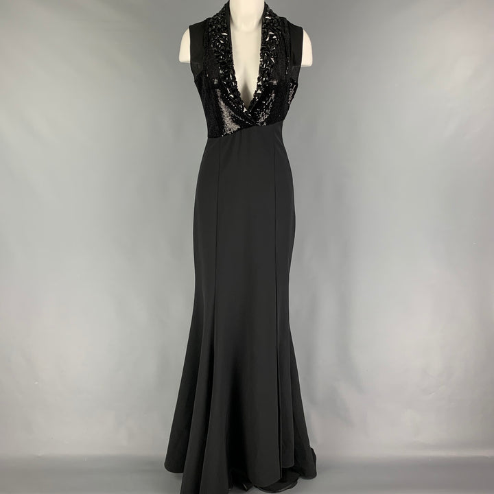 MARCELL VON BERLIN Size 4 Black Polyester Beaded Gown Evening Wear