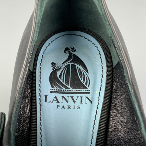 LANVIN Size 6 Black Leather Buckle Mary Jane Pumps
