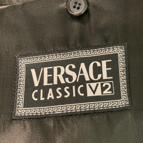 VERSACE CLASSIC Taille 44 Manteau à revers cranté gris noir chiné