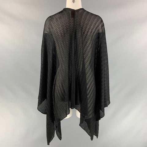 MISSONI  One Size Black Herringbone Open Front Cardigan