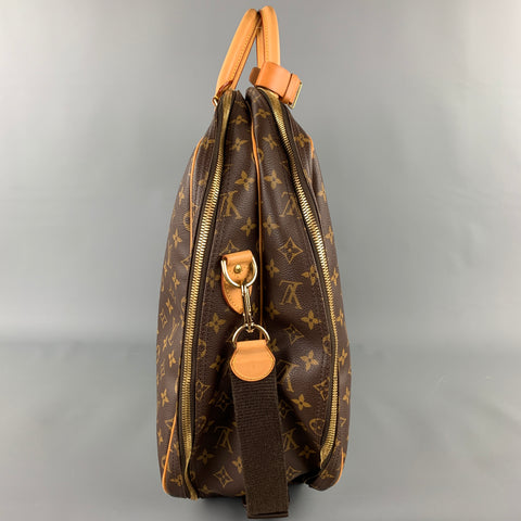 LOUIS VUITTON Alize 2 Poches Brown Leather Monogram Vachetta Trim Canvas Travel Bag