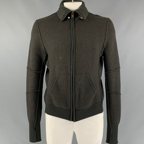 NICE COLLECTIVE Size XL Dark green Knit Wool Zip Up Cardigan