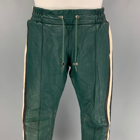 BALLY by Pablo Coppola SS 17 Size S Green White Stripe Leather 2 Piece Set