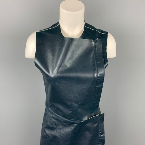 COLECCIÓN CALVIN KLEIN Talla 2 Vestido tubo de piel de cordero de cuero azul oscuro
