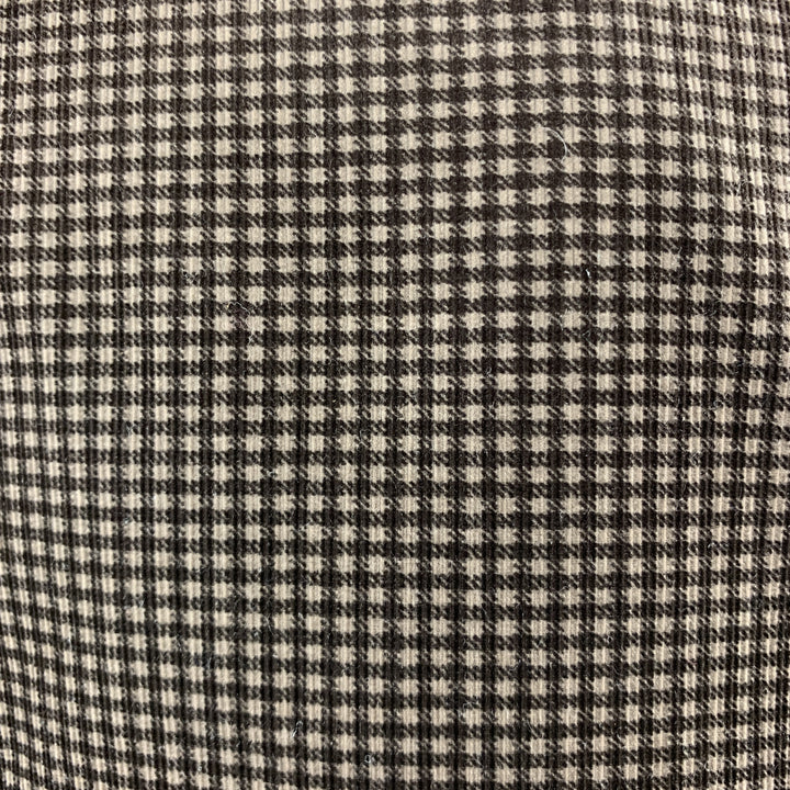 SALVATORE FERRAGAMO Size 38 Taupe Brown Checkered Cotton Velvet Notch Lapel Sport Coat