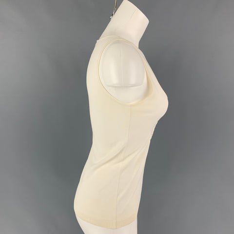 CHANEL 03C Talla 6 Camiseta sin mangas de rayón de algodón beige