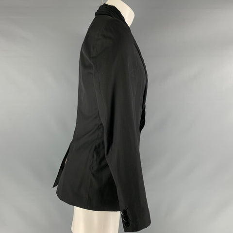 GAULTIER2 JEAN PAUL GAULTIER Talla 38 Abrigo deportivo con cuello chal de seda y lana lisa negro