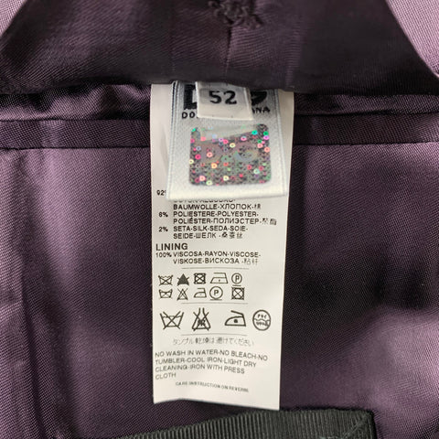 D&G by DOLCE & GABBANA Brad Size 42 Eggplant Purple Velvet Peak Lapel Sport Coat