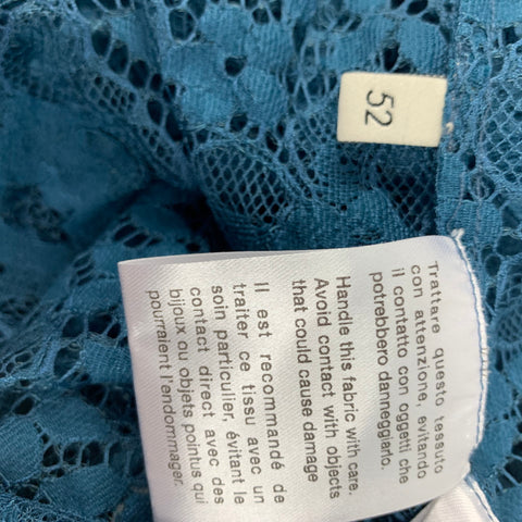 GUCCI S/S 16 Size L Teal Sheer Lace Embroidered Polyamide Blend Long Sleeve Shirt