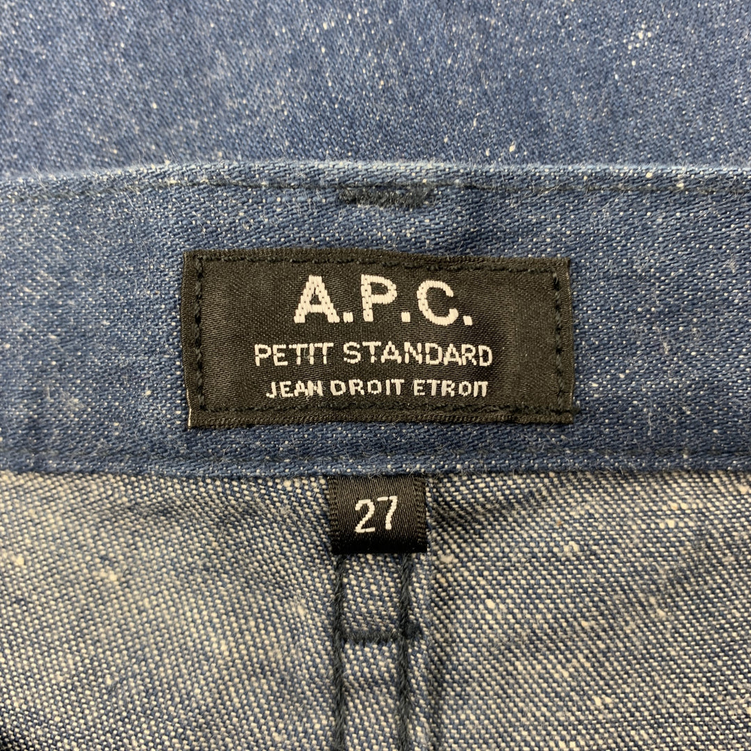 A.P.C. Size 27 Navy Textured Cotton Jean Cut Casual Pants