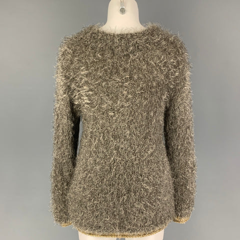 COMME des GARCONS TRICOT Size S Silver Knit Nylon Blend Mary Jane Sweater