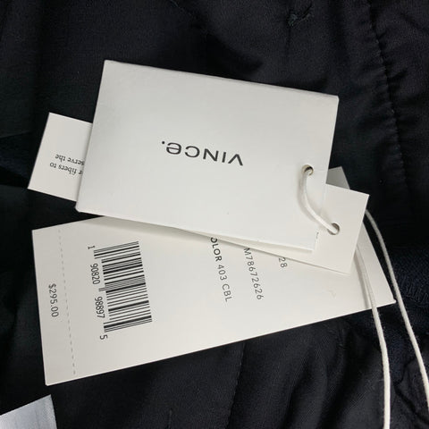 VINCE Talla 28 Pantalones casuales con cordón de lana azul marino